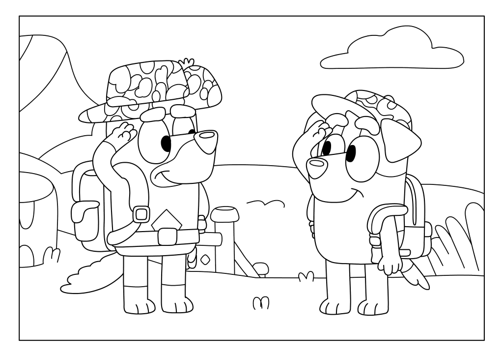 Army Friends 1024x724 - Desenho de Bluey para colorir