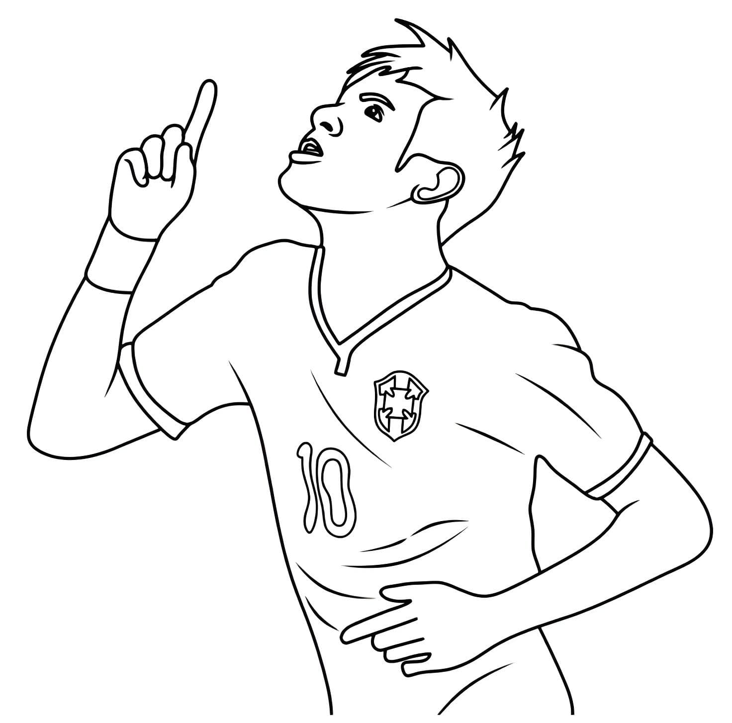 Desenho De Neymar Jr Comemorando Gol Com A Camisa Da Selecao Para Pintar - Desenho de Neymar Jr para colorir e imprimir grátis