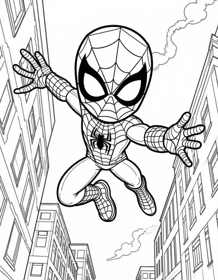 Homem aranha fofo para colorir Min Homem aranha fofo para colorir Min - Desenho de Homem-Aranha para colorir