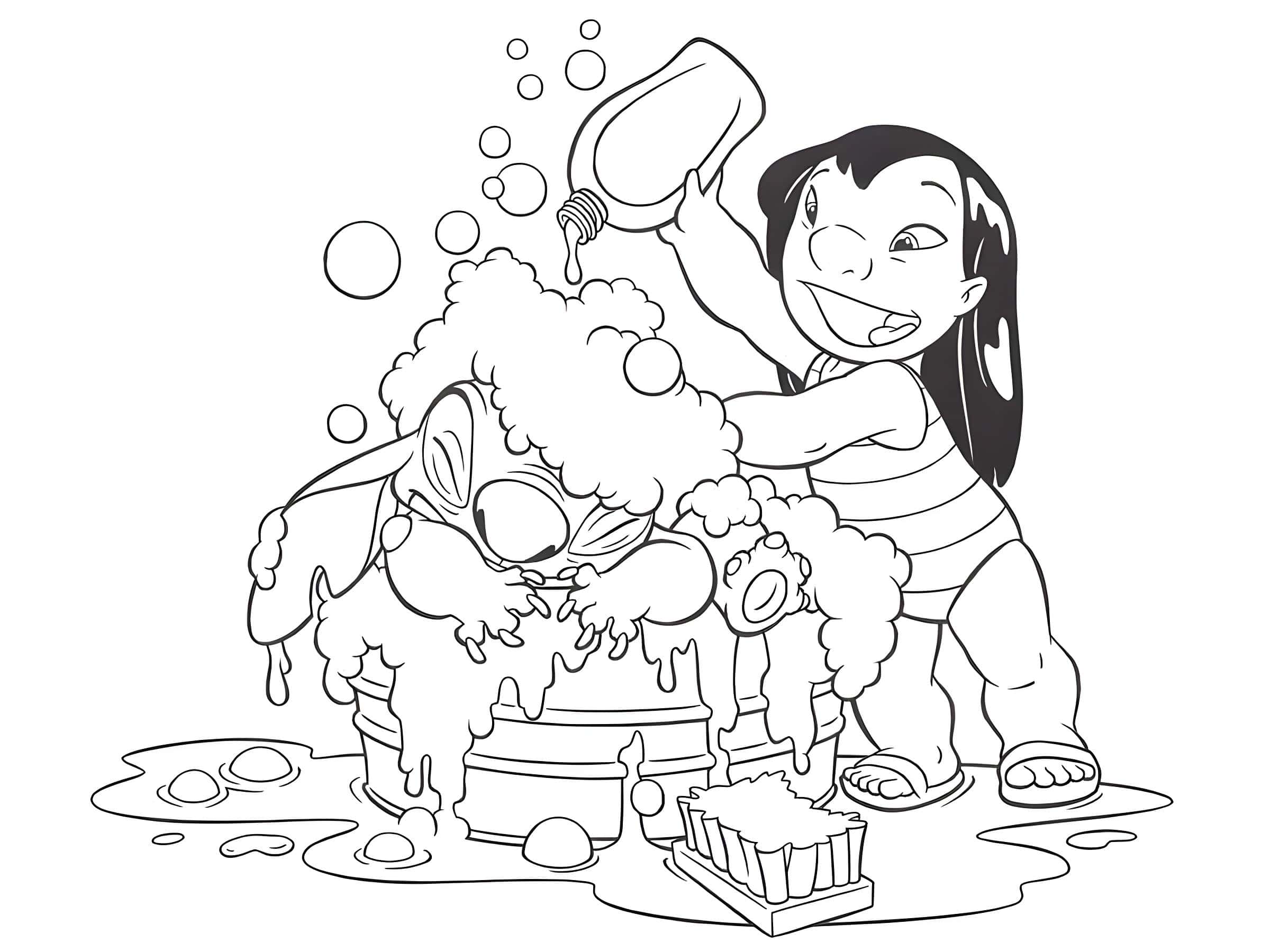 Desenho Da Lilo Dando Banho No Stitch Para Colorir Desenho Da Lilo Dando Banho No Stitch Para Colorir - Desenho de Lilo & Stitch para colorir e imprimir grátis