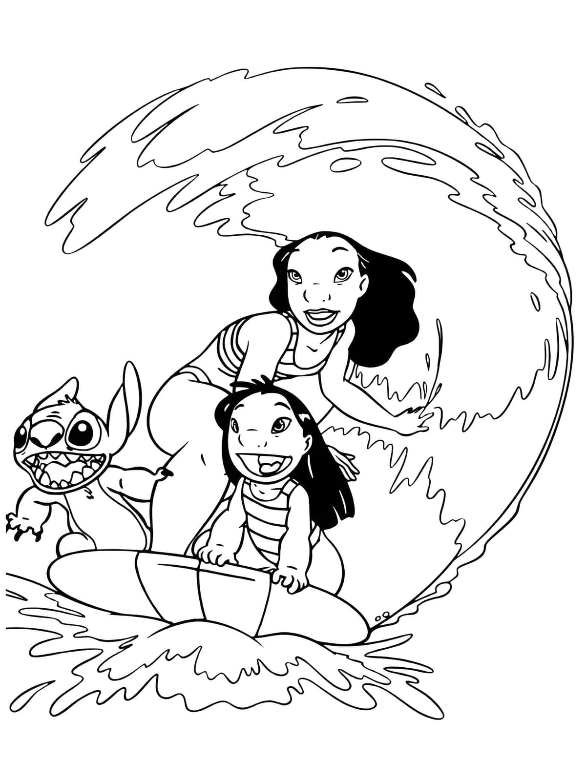 Desenho Da Lilo E Nani Surfando Com Stitch Para Imprimir Desenho Da Lilo E Nani Surfando Com Stitch Para Imprimir - Desenho de Lilo & Stitch para colorir