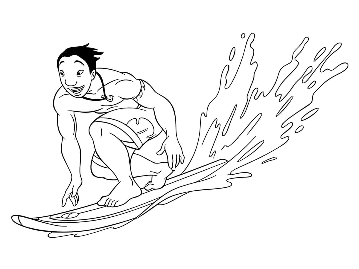 Desenho Do David Kawena Surfando Para Imprimir Desenho Do David Kawena Surfando Para Imprimir - Desenho de Lilo & Stitch para colorir