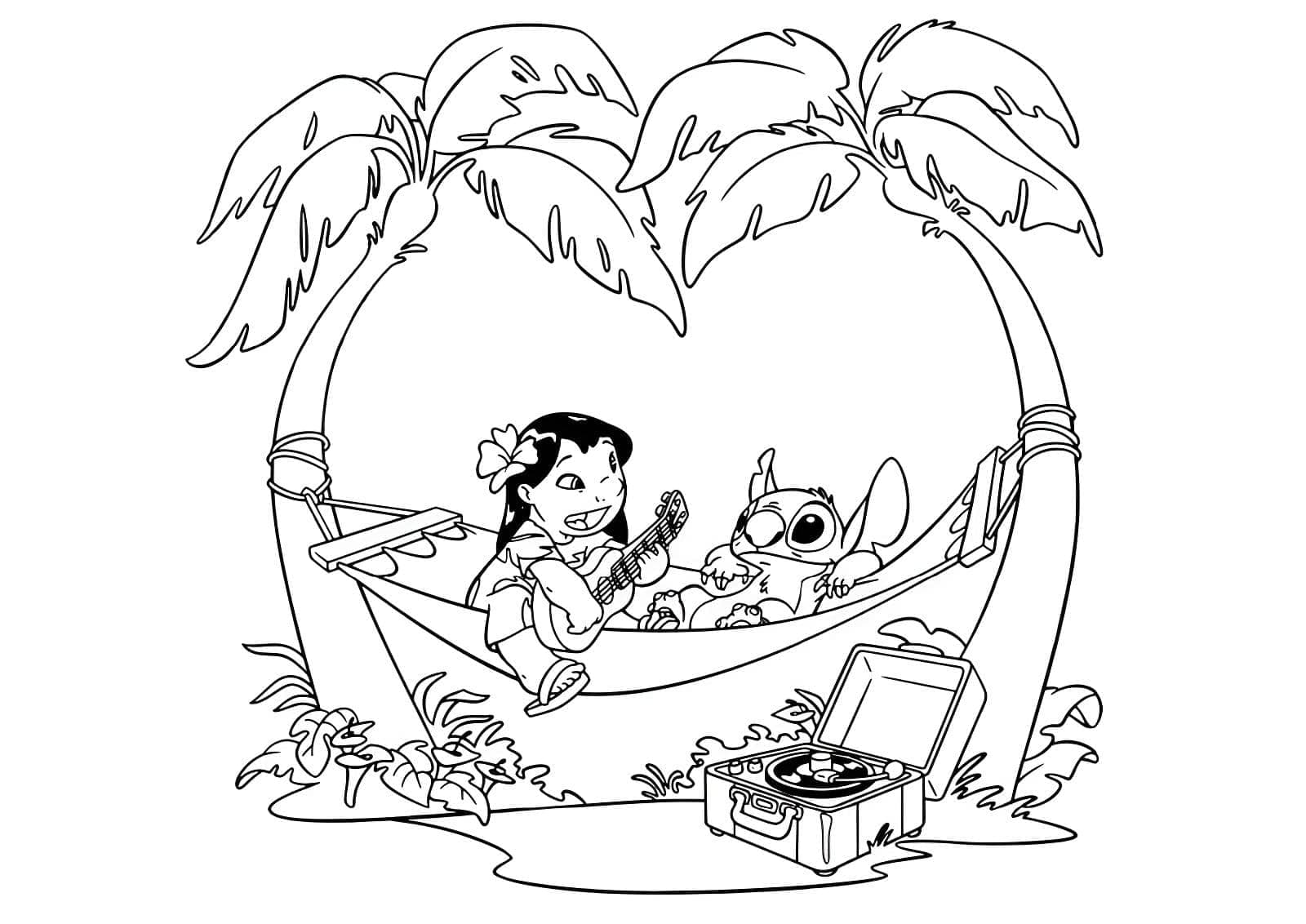 Desenho Do Lilo E Stitch Com Violao Para Imprimir Desenho Do Lilo E Stitch Com Violao Para Imprimir - Desenho de Lilo & Stitch para colorir e imprimir grátis