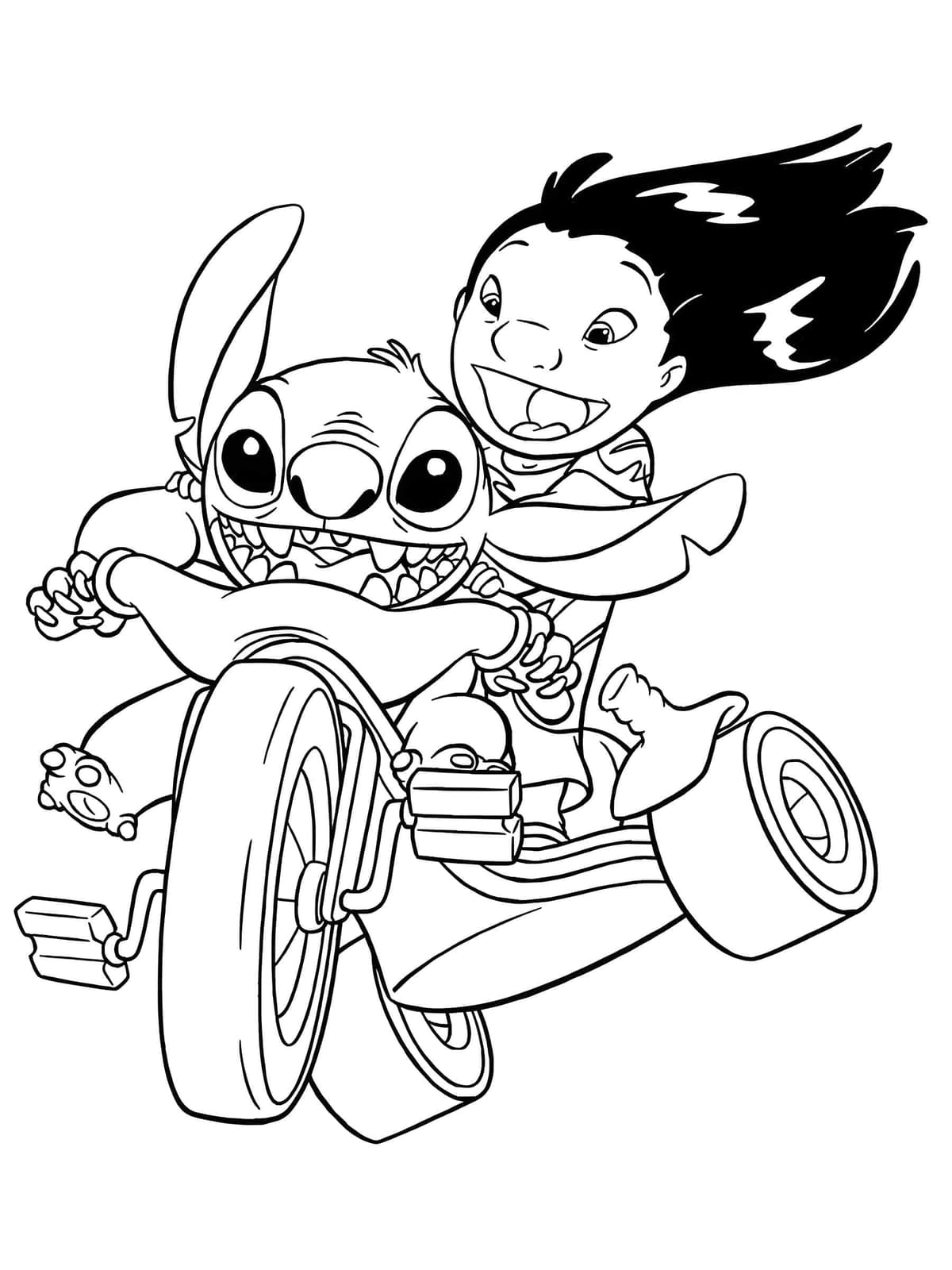 Desenho Do Lilo E Stitch Na Bicicleta Para Imprimir Desenho Do Lilo E Stitch Na Bicicleta Para Imprimir - Desenho de Lilo & Stitch para colorir