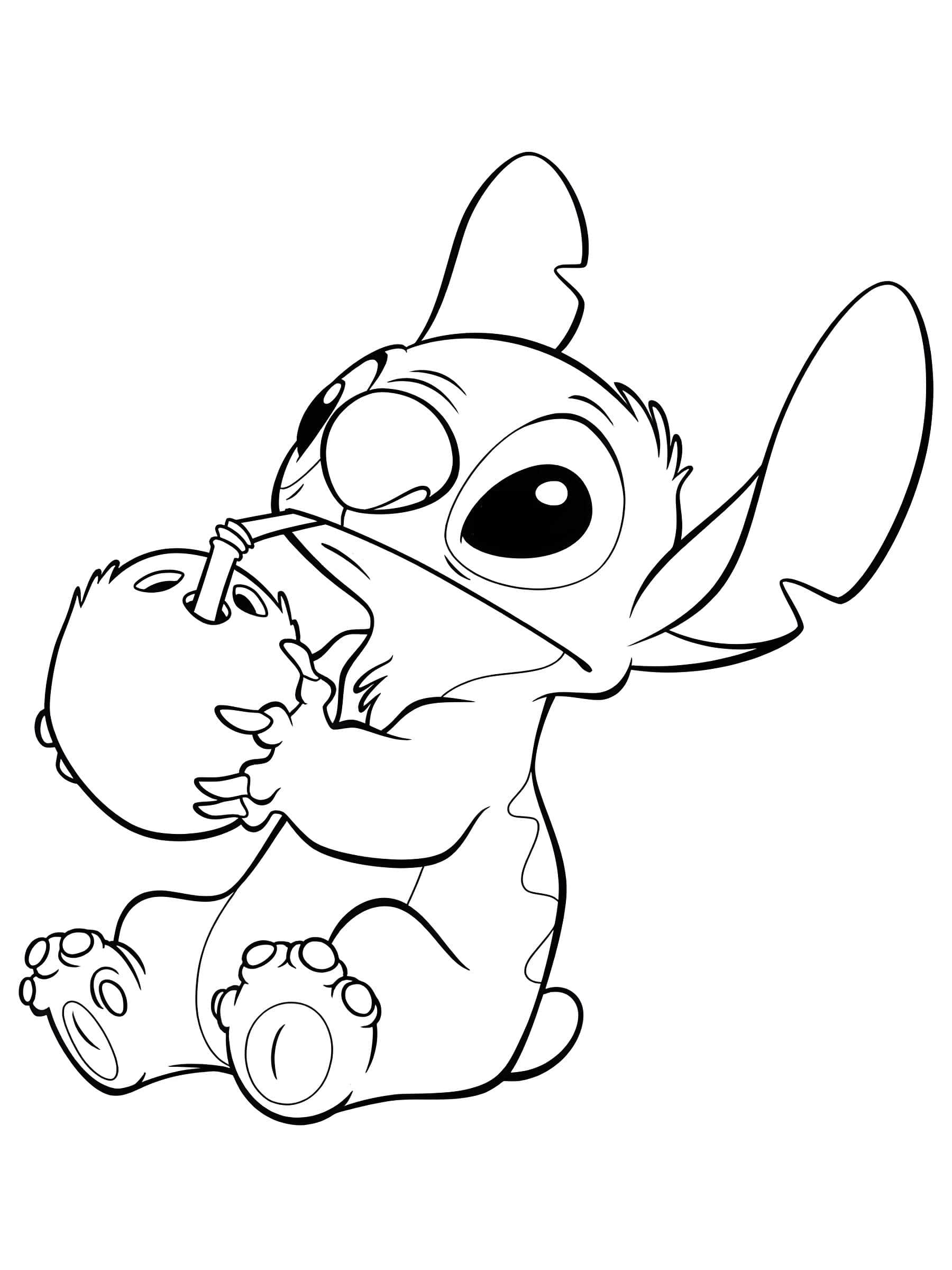 Imagem Do Stitch Bebendo Agua De Coco Para Imprimir Imagem Do Stitch Bebendo Agua De Coco Para Imprimir - Desenho de Lilo & Stitch para colorir e imprimir grátis