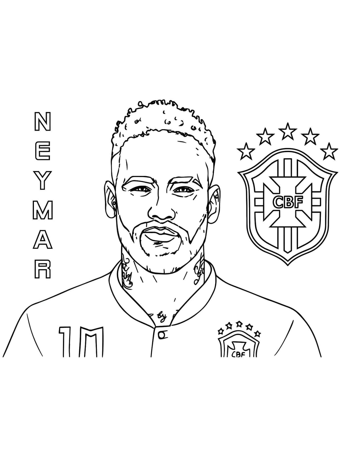 Imagem De Retrato De Neymar Jr Com Escudo Da Cbf Para Colorir Imagem De Retrato De Neymar Jr Com Escudo Da Cbf Para Colorir - Desenho de Neymar Jr para colorir